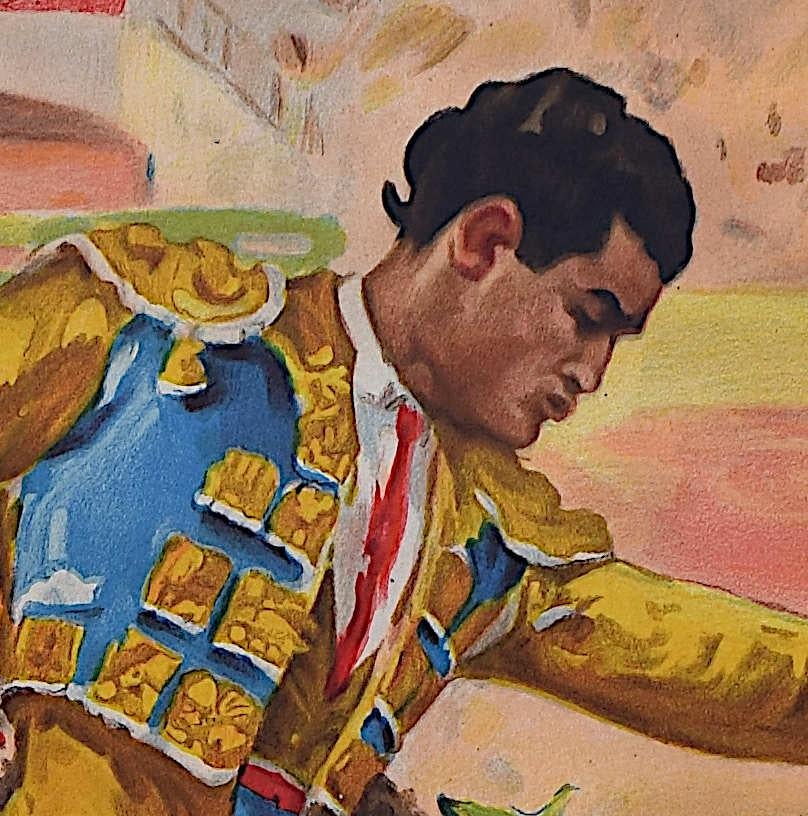 Bullfighting Poster with Manuel Rodriguez Manolete, Salamancar 12 September 1942 - Print by Juan Reus 