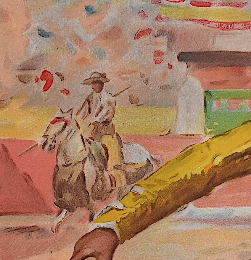 Bullfighting Poster with Manuel Rodriguez Manolete, Salamancar 12 September 1942 - Brown Print by Juan Reus 