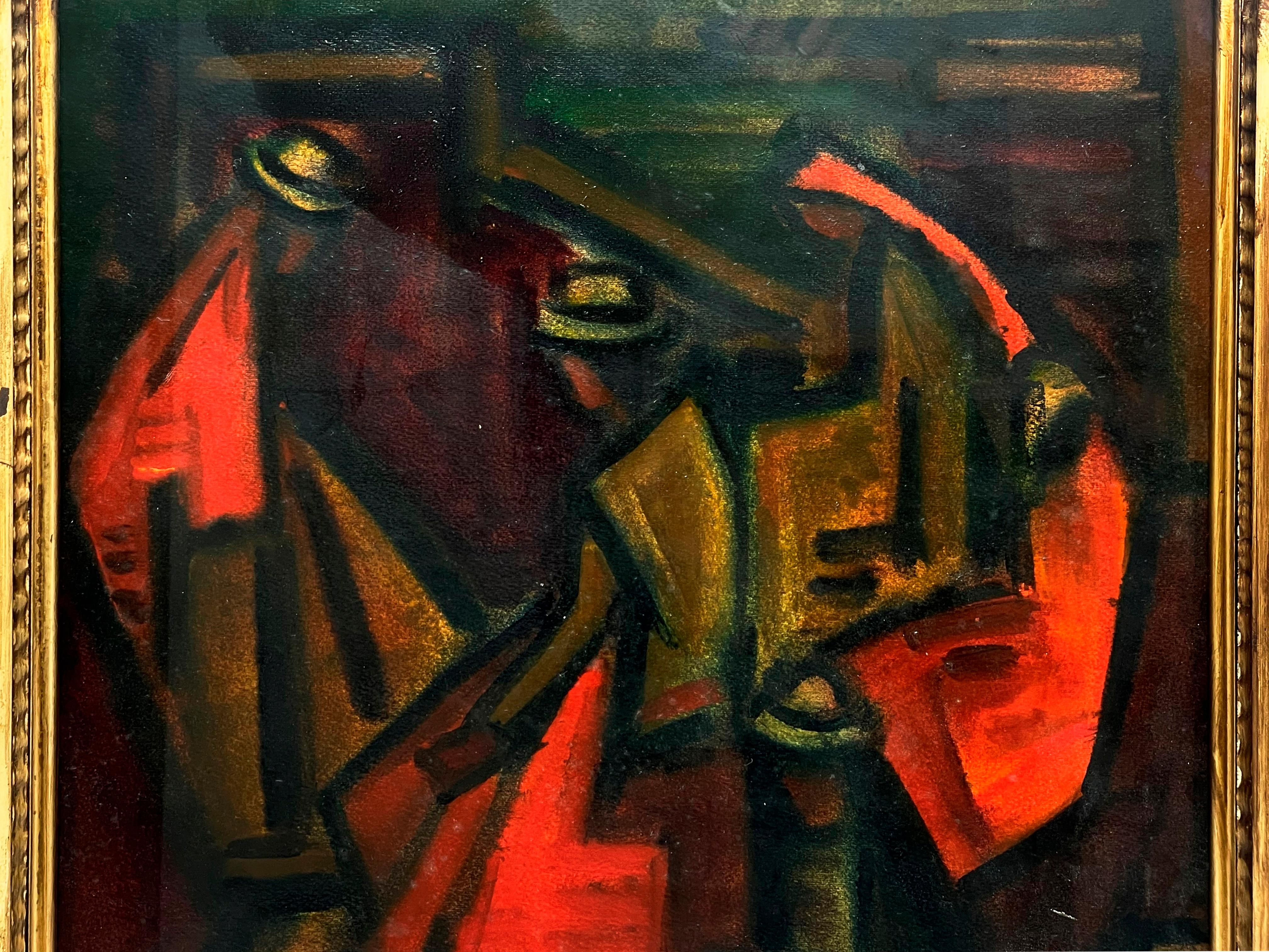 Argentine Juan Rimsa  ( Argentina, 1903-1978) Abstract Painting in oil on paper signed For Sale