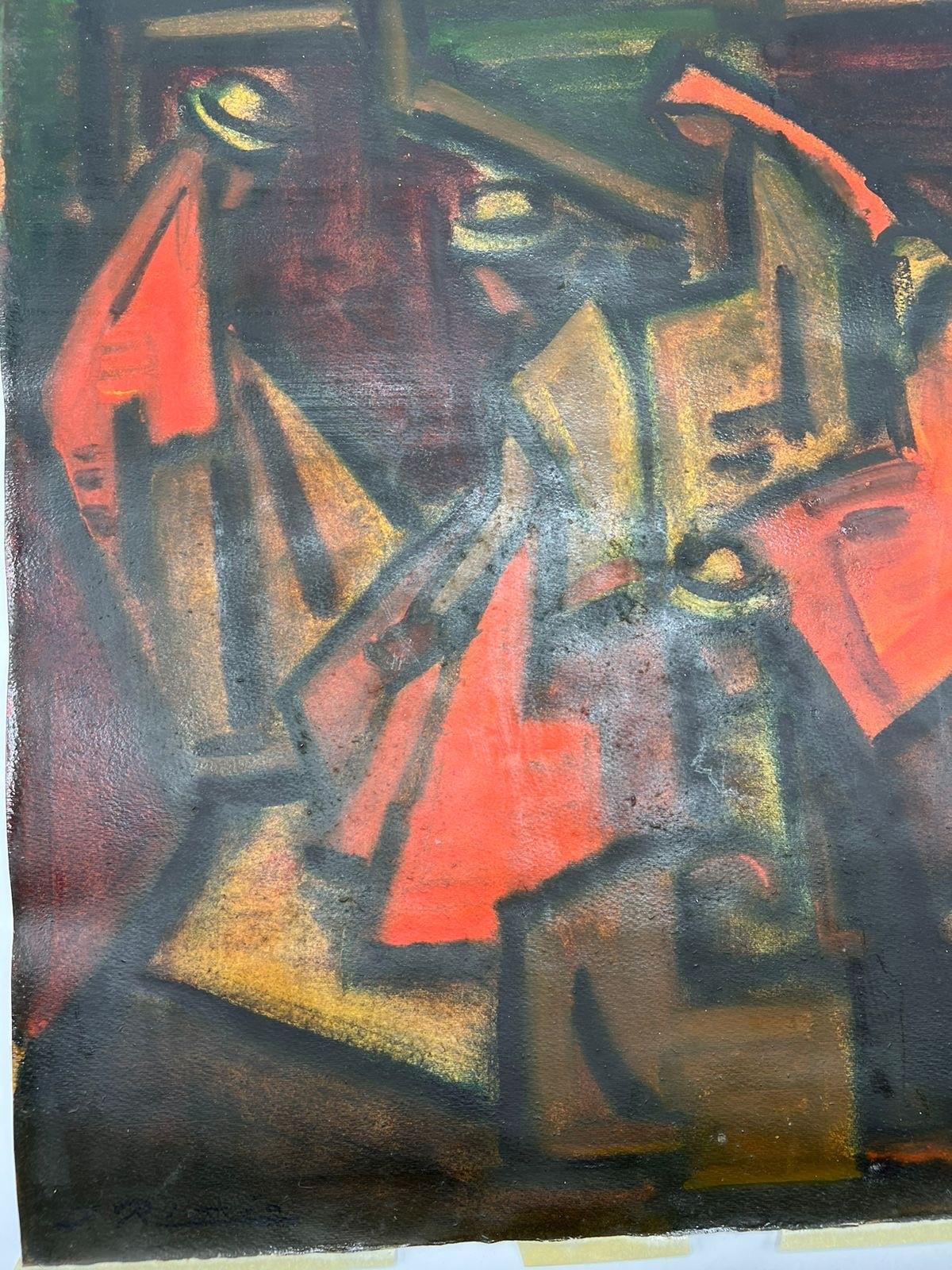 20th Century Juan Rimsa  ( Argentina, 1903-1978) Abstract Painting in oil on paper signed For Sale