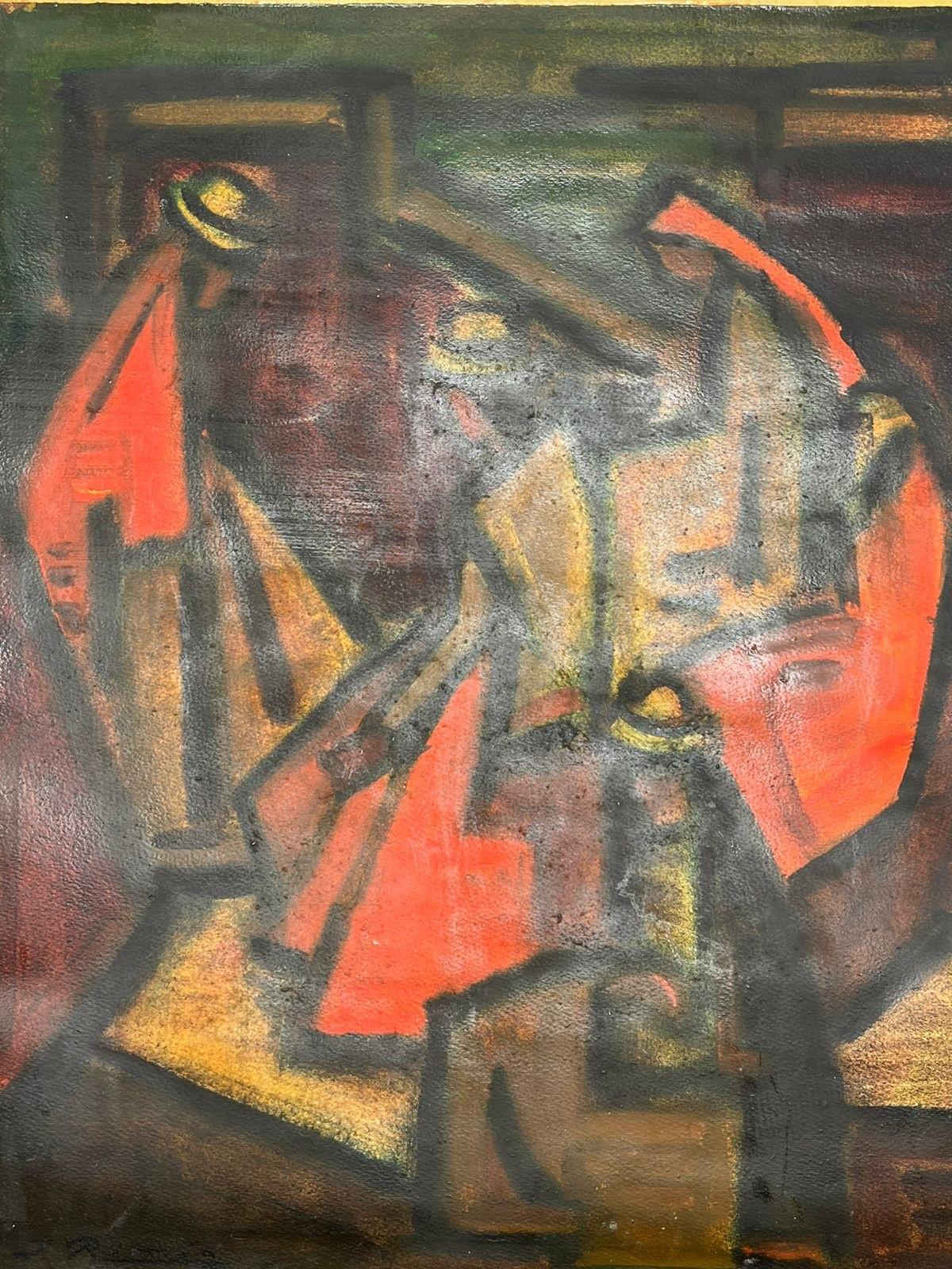 Wood Juan Rimsa  ( Argentina, 1903-1978) Abstract Painting in oil on paper signed For Sale