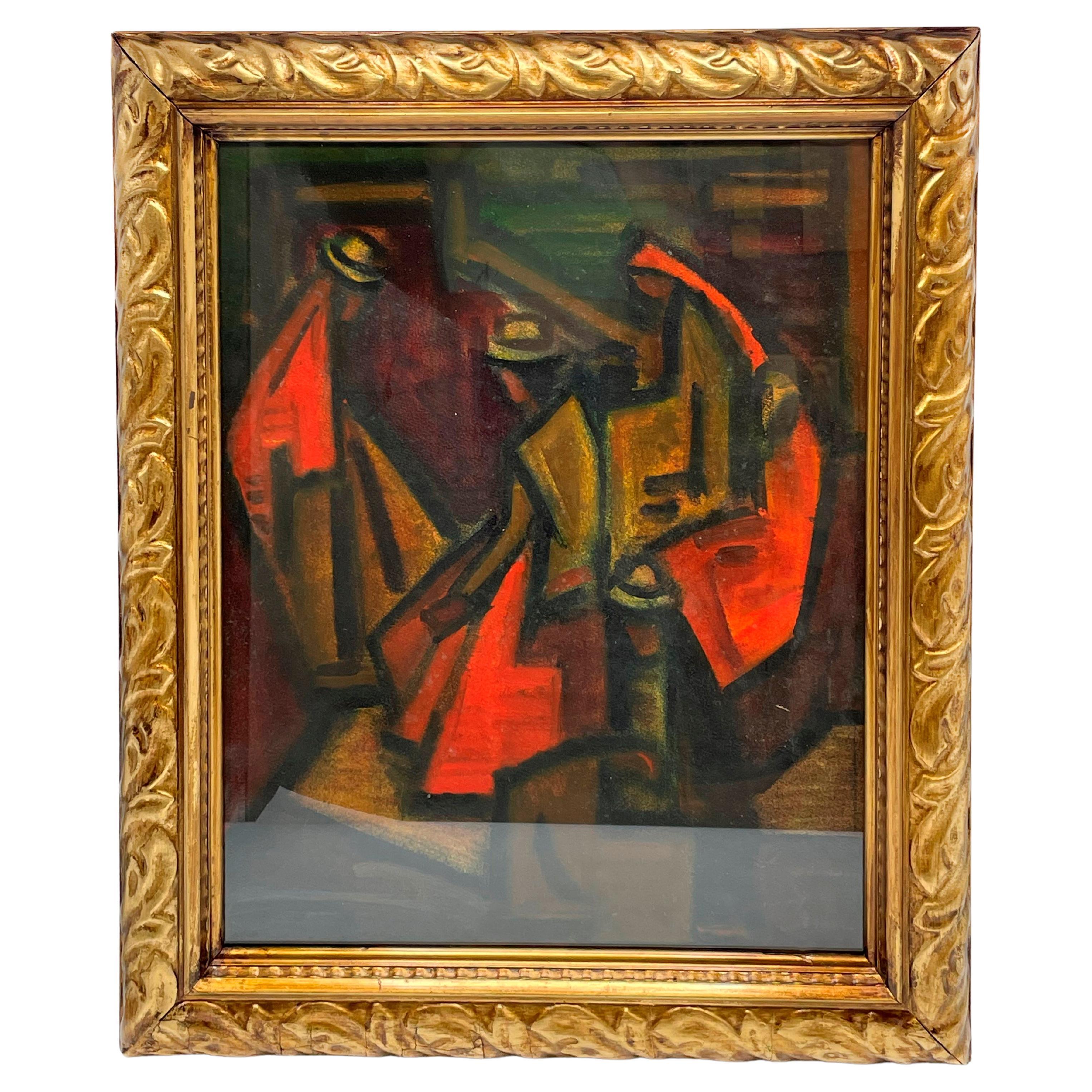 Juan Rimsa  ( Argentina, 1903-1978) Abstract Painting in oil on paper signed For Sale