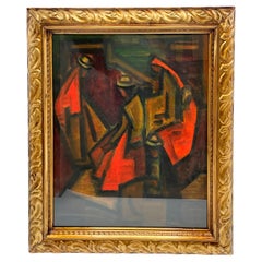 Juan Rimsa  ( Argentina, 1903-1978) Peinture abstraite à l'huile sur papier signée