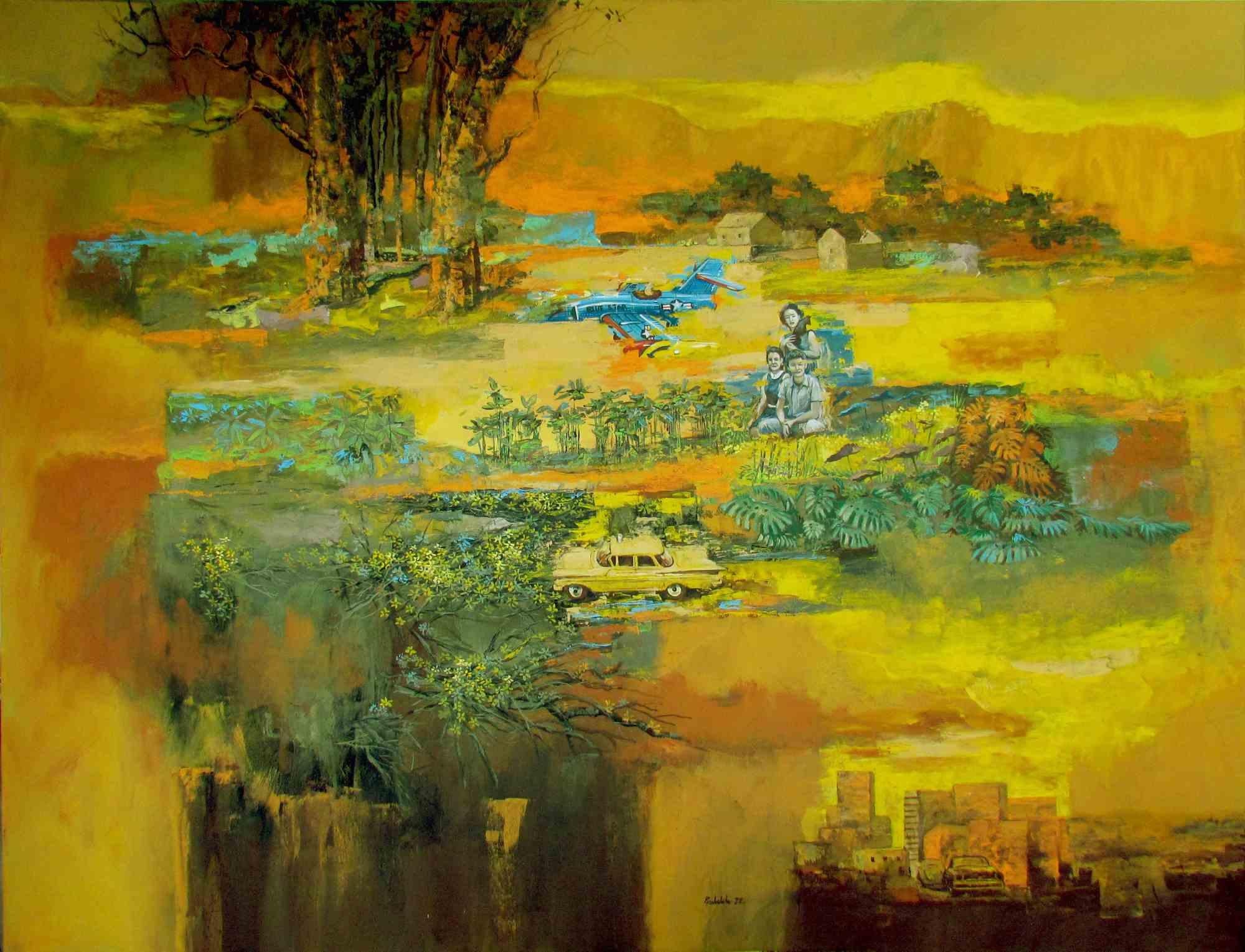  Acrylic painting by Juan Rodrigo Piedrahita Escobar, realized in 2022. "My art  is for get a peace and pleasing in painting world and gets an armory space,  and see the life until dead, with my landscape and abstraction could see the farway in this