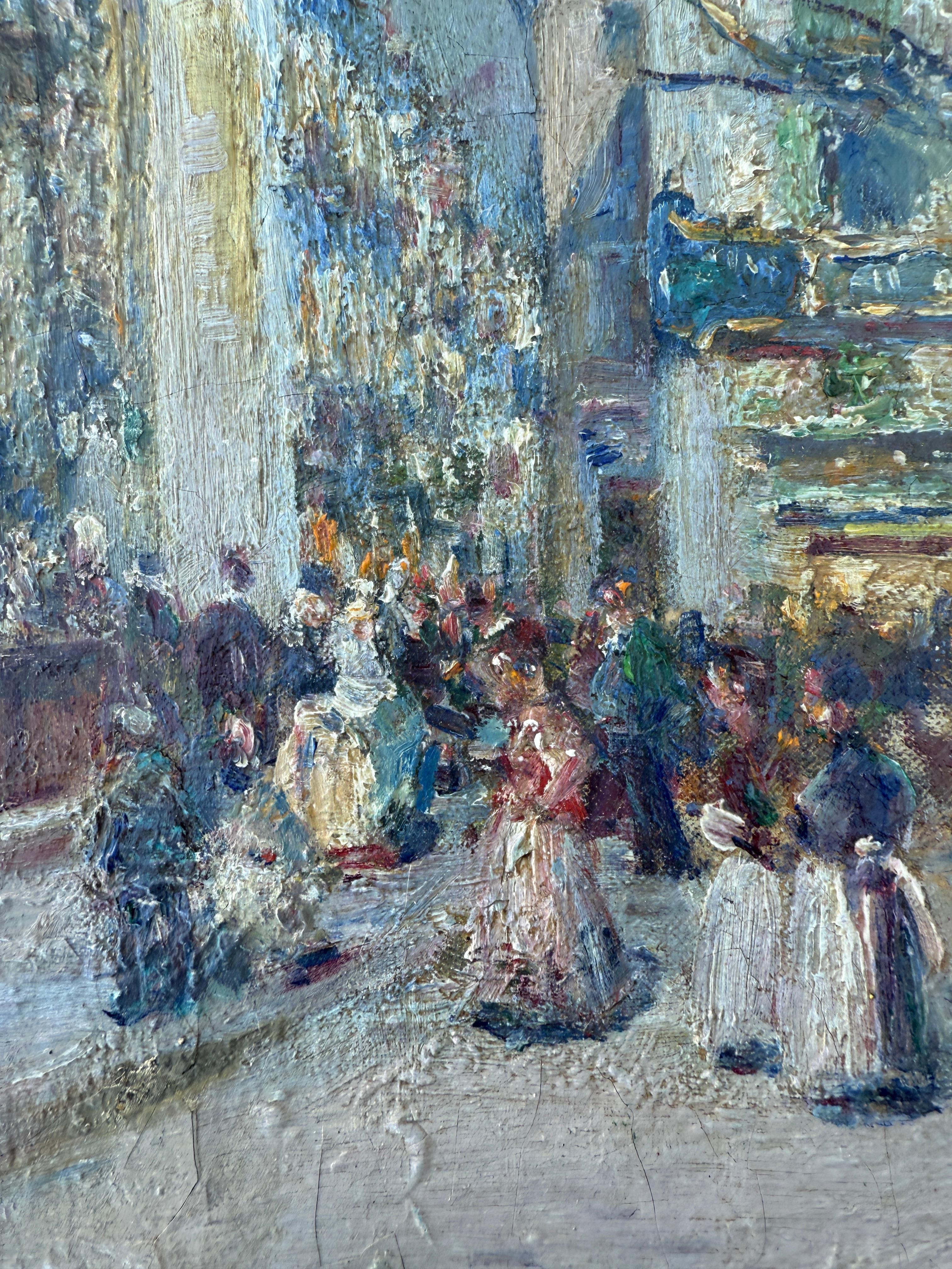 Título: Barcelona y su gente

Artista: Joan Roig Soler (Barcelona, 1852 - 1909)

Técnica: Óleo sobre lienzo

Dimensiones: 50 x 35 cm (19,7 x 13,8 pulg.)

Soporte: Lona revestida

Enmarcado: Sin enmarcar

Movimiento artístico: El Impresionismo