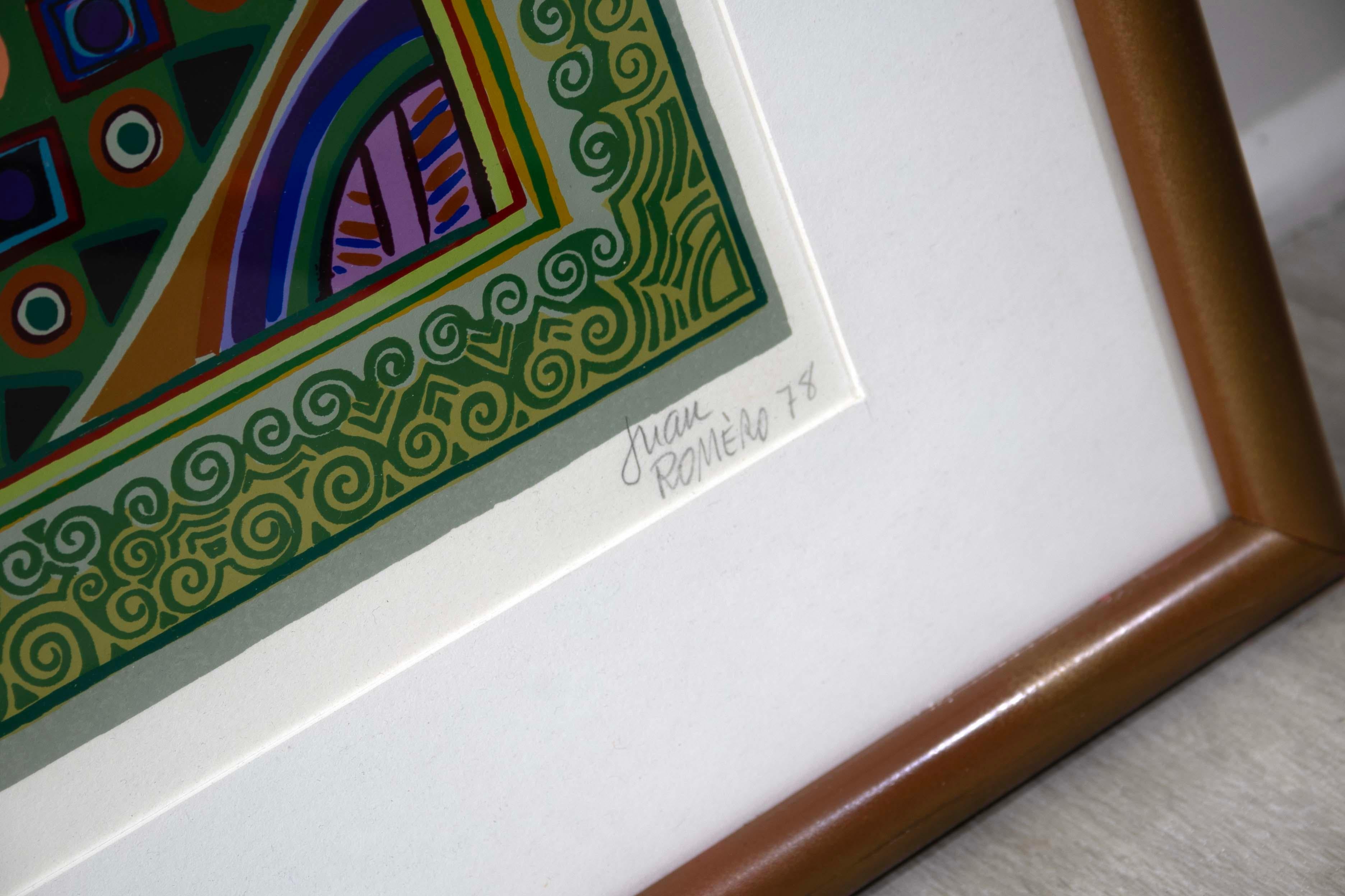 Juan Romero Buenos Dias Satellite Amigo Signed Serigraph 242/300 Framed 1978 3