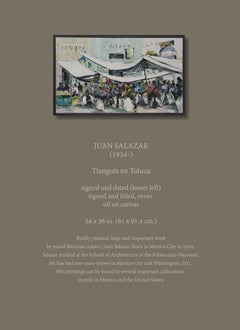 Juan Salazar (1934-) Tianguis en Toluca, Ölgemälde auf Leinwand, mexikanischer Meister