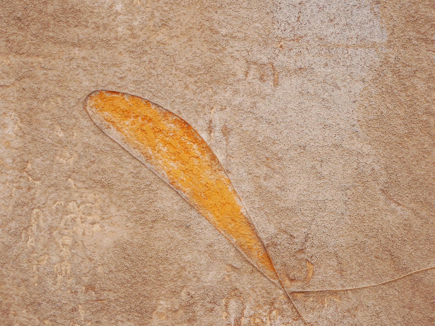 Modern Abstract Tan, Blue, & Orange Assemblage Construction Sculpture on Canvas 8