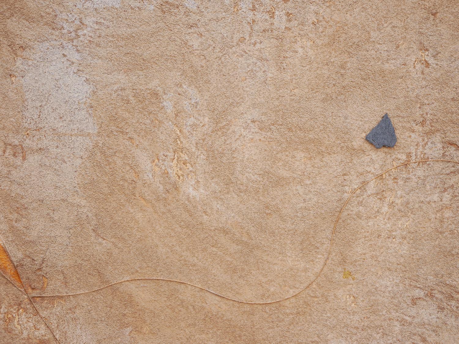 Modern Abstract Tan, Blue, & Orange Assemblage Construction Sculpture on Canvas 10