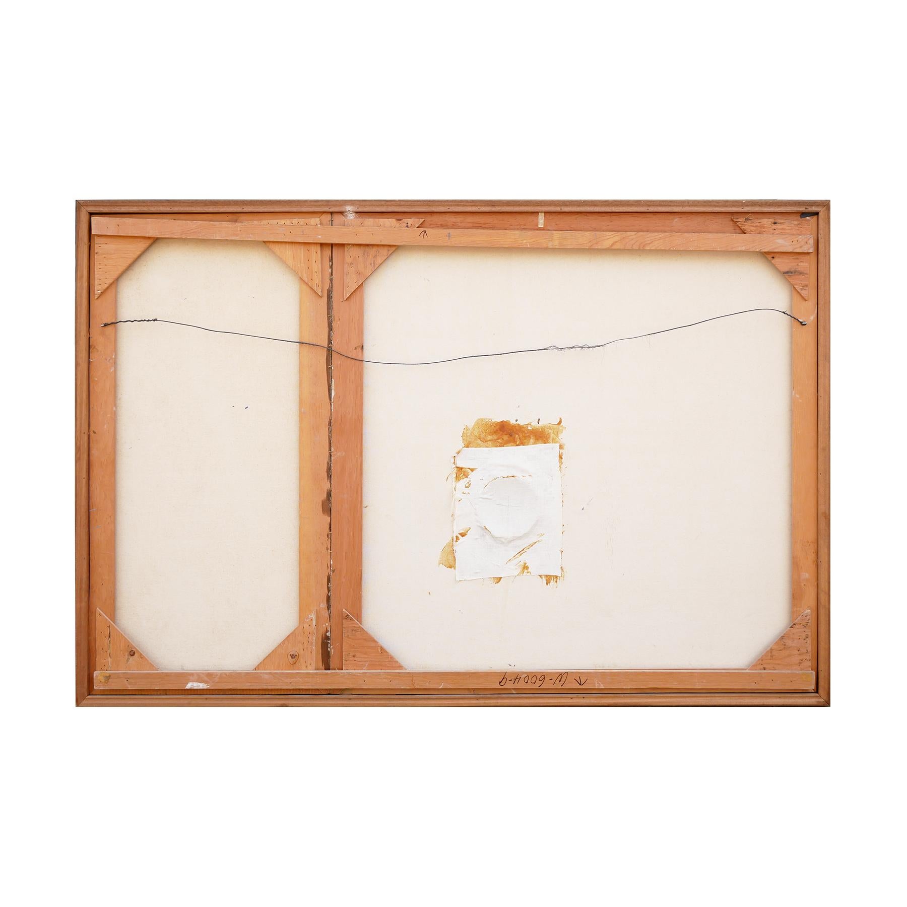 Modern Abstract Tan, Blue, & Orange Assemblage Construction Sculpture on Canvas 12