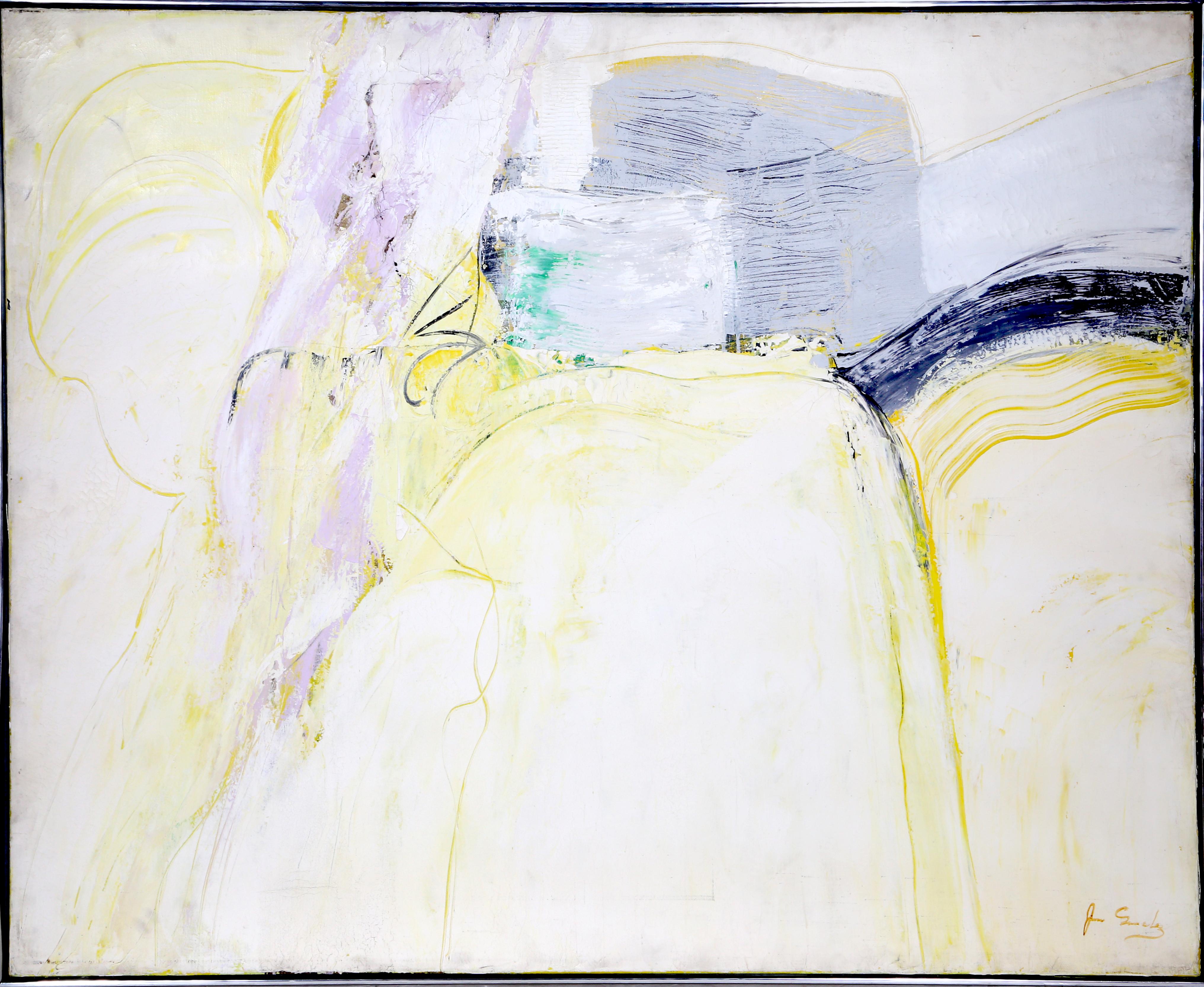 Primal Screams
Juan Sánchez Juárez, Mexican (1946)
Date: circa 1980
Acrylic on Canvas, signed l.r.
Size: 48 x 60 in. (121.92 x 152.4 cm)
Frame Size: 49 x 61 inches