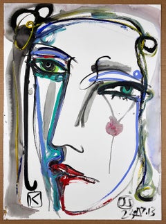 « Femme I » 2013, acrylique sur papier lourd 30x22, portrait d'artiste mexicaine