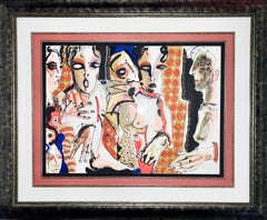 Large Mexican Figurative Expressionist Lithograph Women Juan Sebastián Barbera