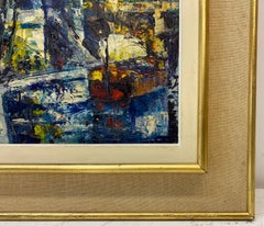 Juan Sevilla Saez "Pont Neuf" Abstract Parisian Oil Painting C.1950
