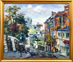 "Montmartre" Impressionist Parisian City Scape & Figures Oil Painting on Canvas