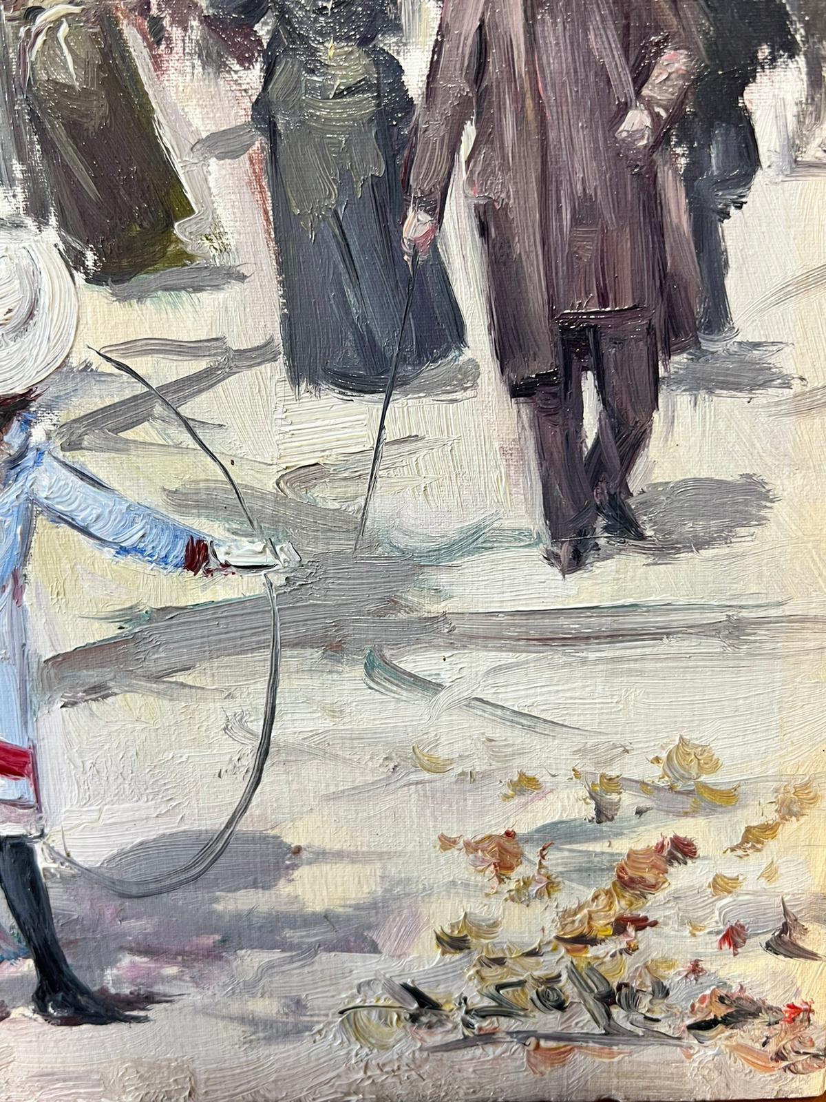 Peinture à l'huile impressionniste « Mother & Child » (Mère et enfant) de Flowers, Boulevard parisien - Impressionnisme Painting par Juan Soler