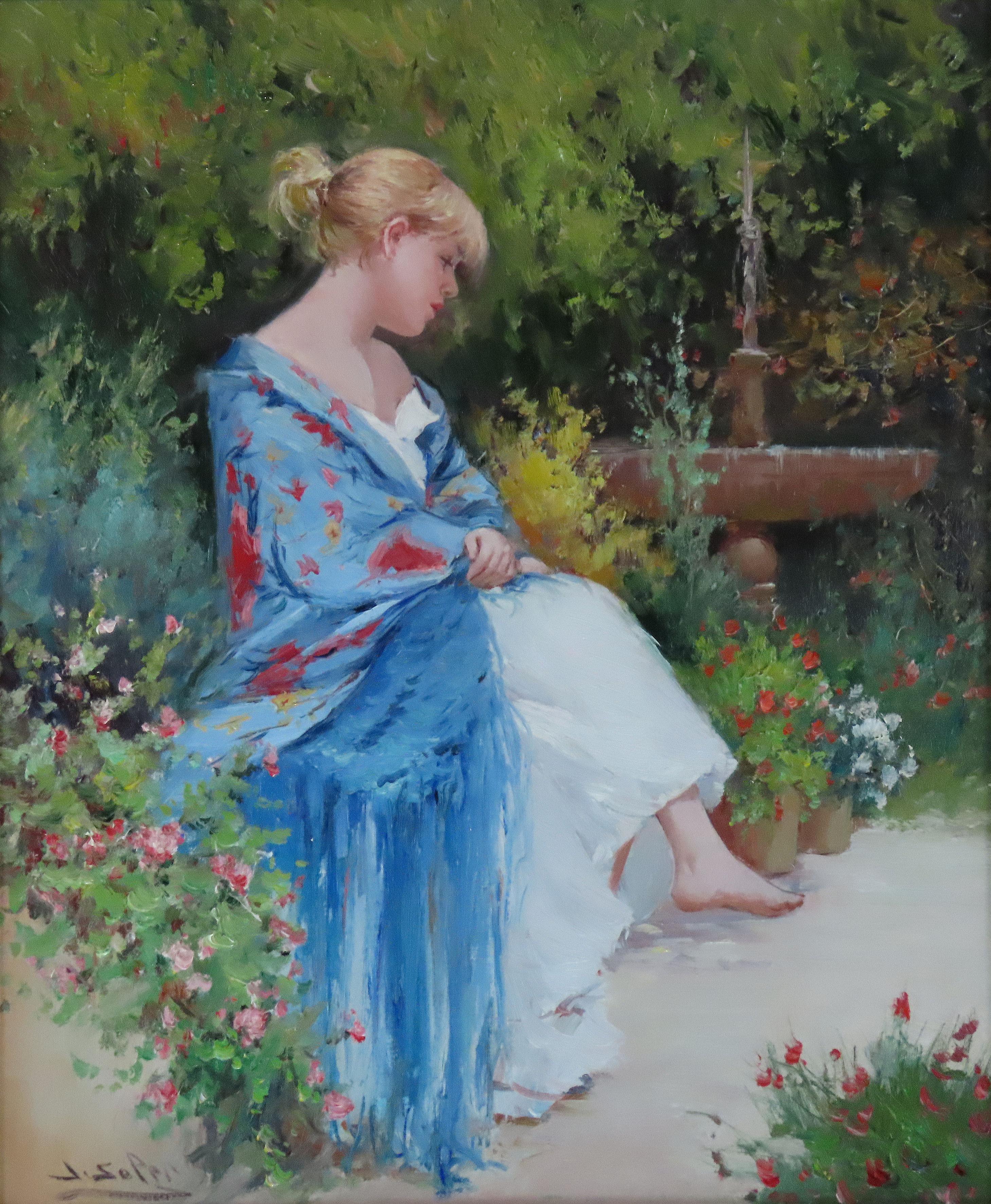 Original Ölgemälde auf Leinwand von Juan Soler, „Eine Pariser Schönheit“, signiert – Painting von Juan Soler 