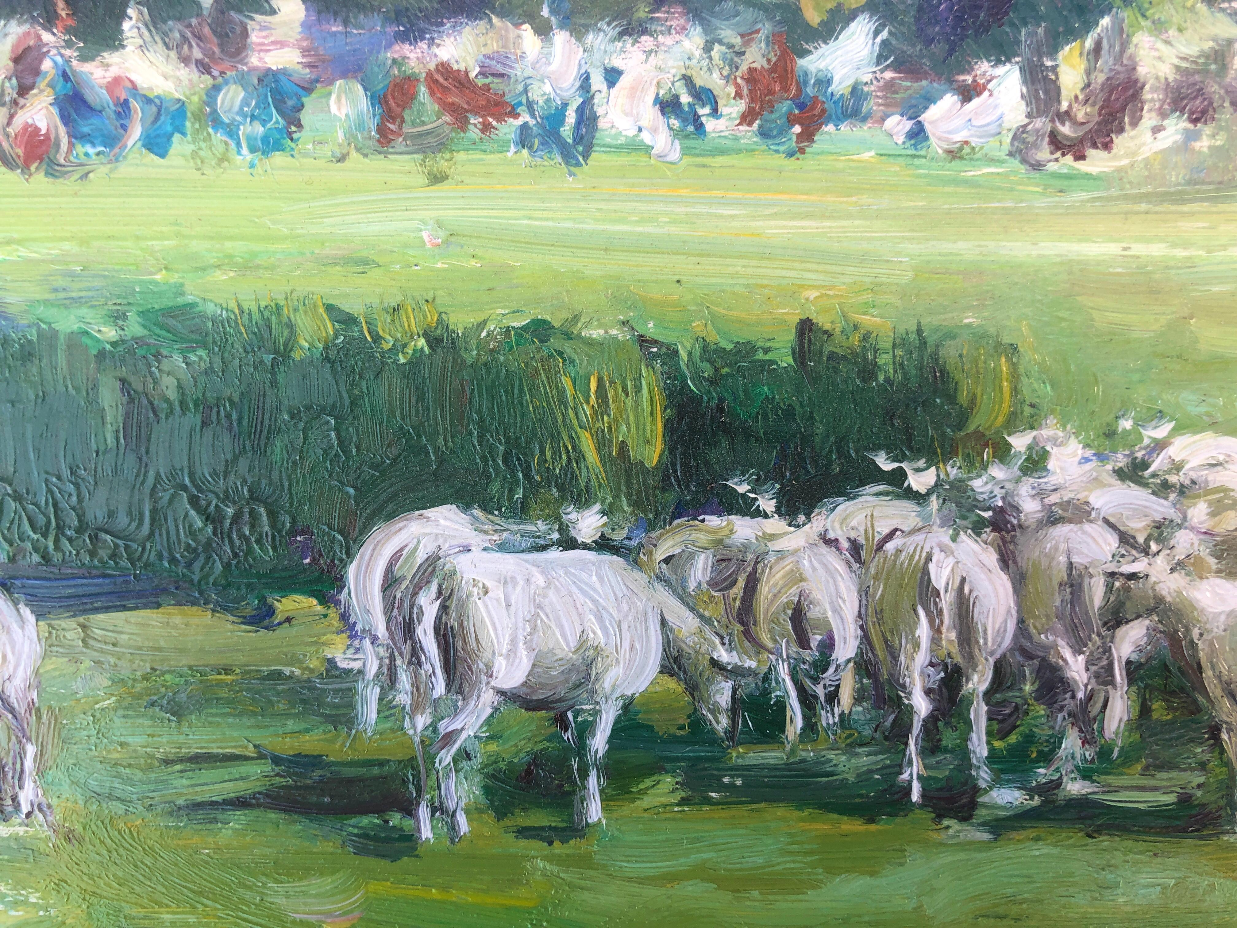 Juan Soler (1951) - Shepherding - Oil on board
Canvas measures 19x33 cm.
Frame measures 41x55 cm.

He was born in 1951. Under the direction of the master Pedro Bermejo, he began his artistic career, quickly highlighting and observing in his works an