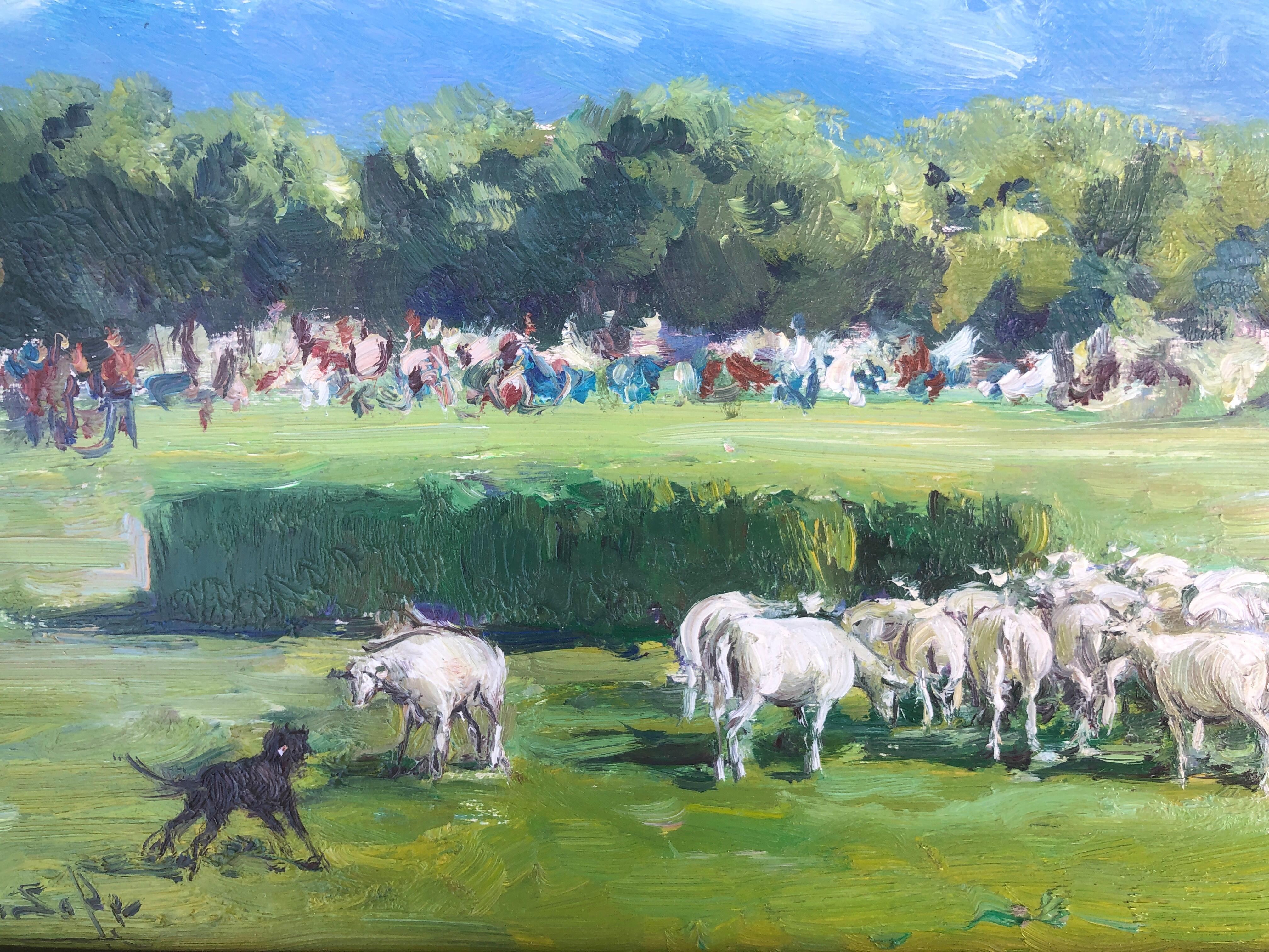 herding oil on board painting 2