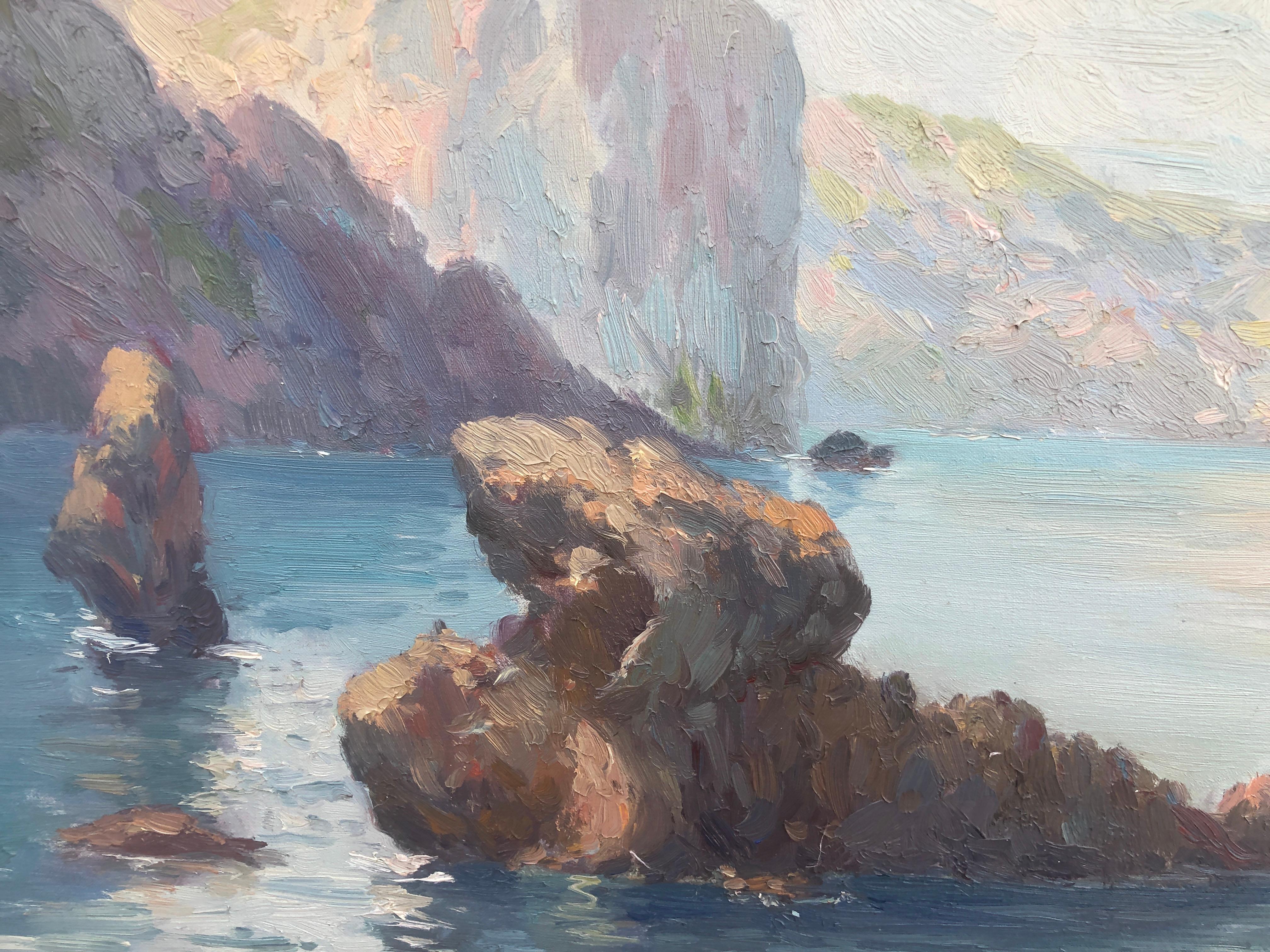 Paesaggio marino mediterraneo dipinto ad olio su tela 1