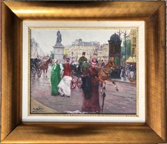 Paris scene oil on canvas painting