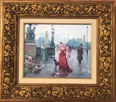 View of modernist Paris oil on canvas painting