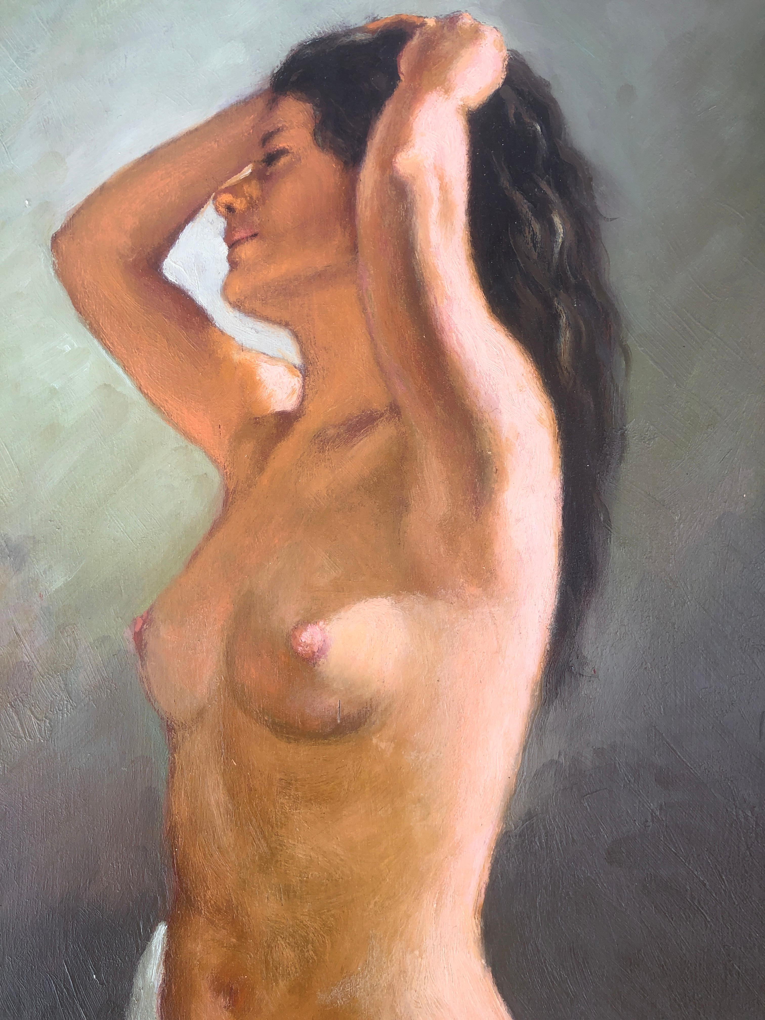 female nude woman oil on board painting 3