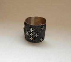 Juan Willie Navajo Artist, Sterling Cuff Bracelet with Crosses