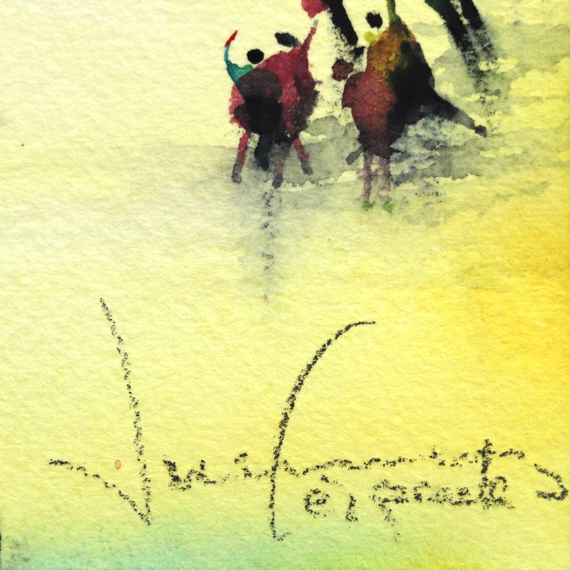 Amarillos, Naranjas, Y Verdes - Original Ink on Paper Artwork with Figures 3