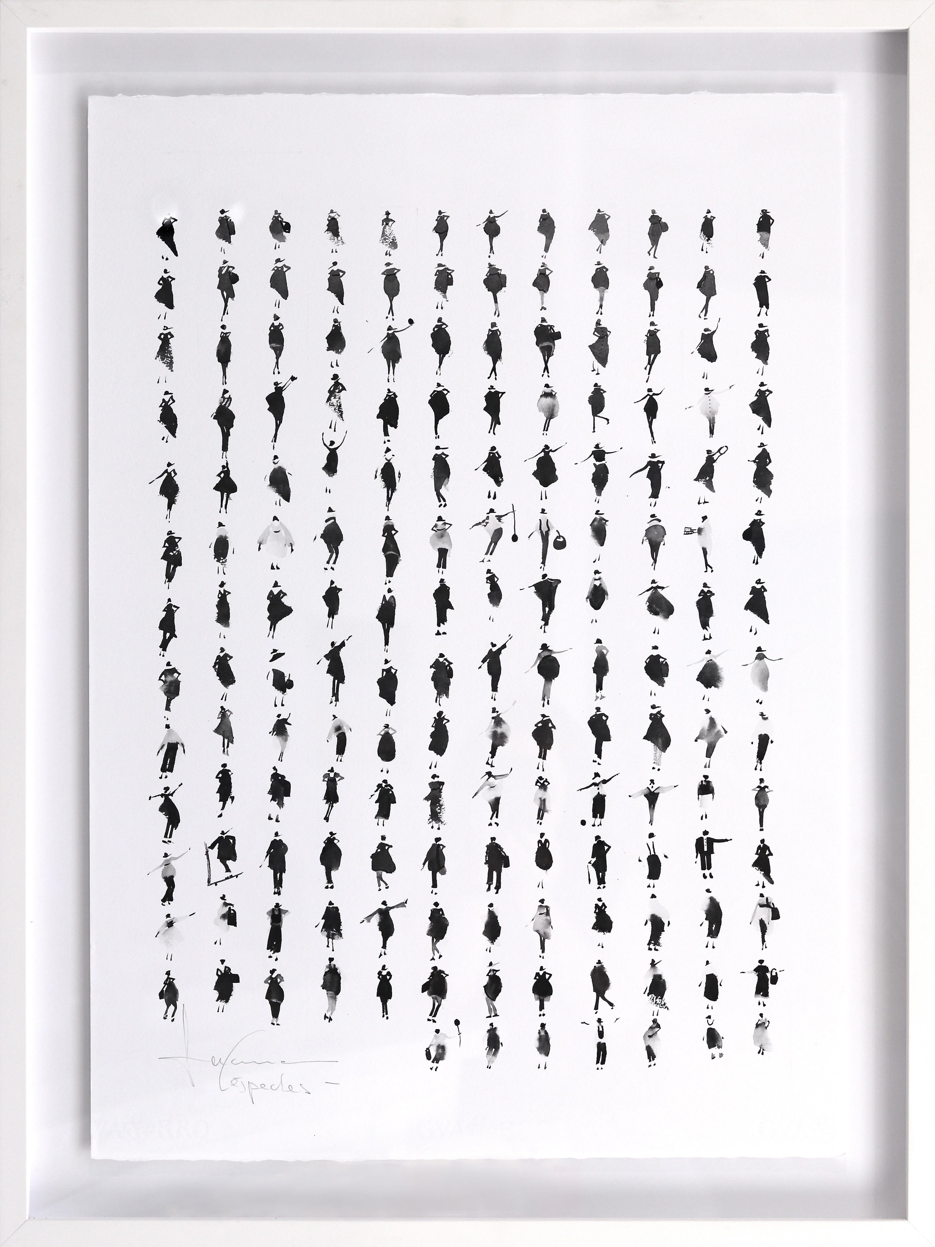 Buena Vida  - Original Ink on Paper Artwork with Playful Figures Black and White