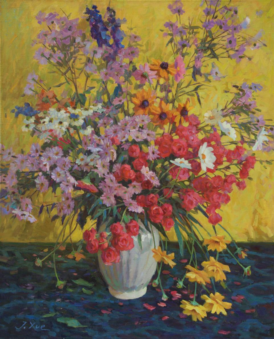 Autumn Bouquet Oil Painting on Canvas Flowers Colors In Stock
Juane Xue (Hui Xue, Kaiffeng, China, 1962) has been drawing since her childhood.
This helped her to go to the University of Henan after the Cultural Revolution to study western art of
