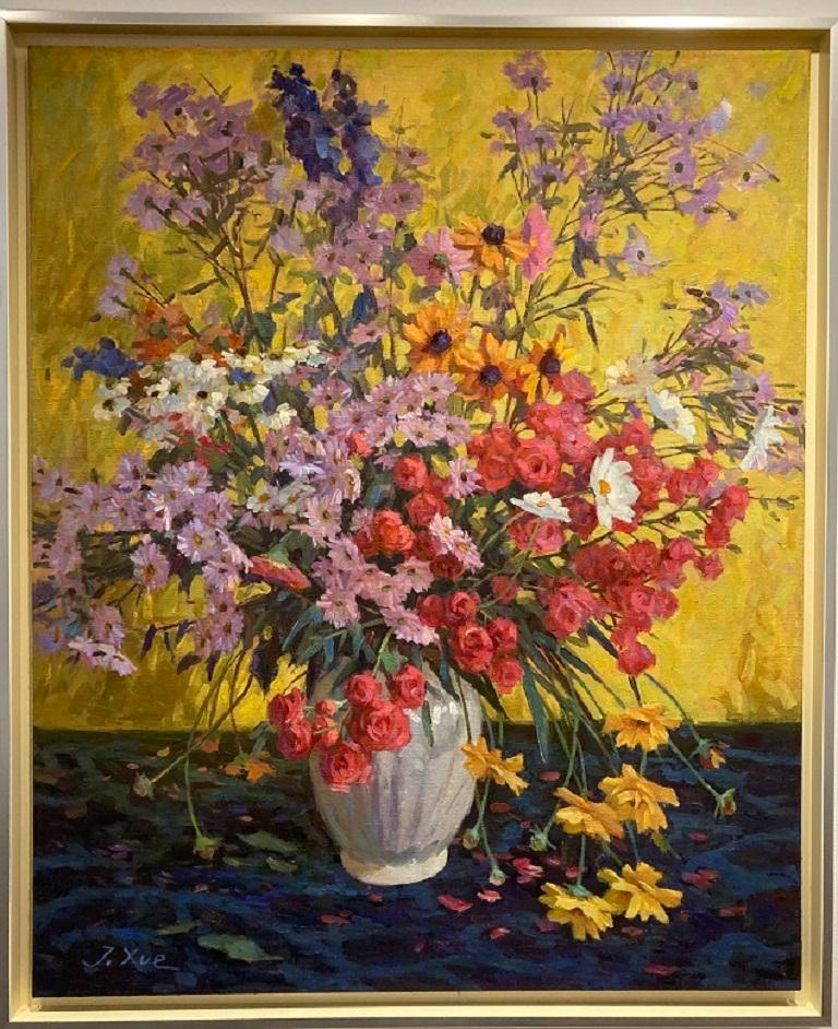 Juane Xue Figurative Painting – Herbststrauß, Ölgemälde auf Leinwand, Blumen, Farben, auf Lager