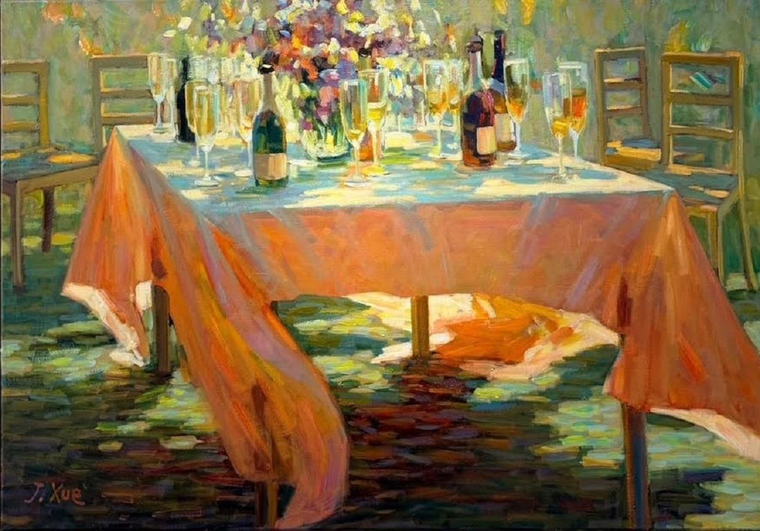 Een Mooie Dag Beautiful Day Peinture à l'huile sur toile Nature morte de table En stock