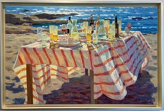 Flamboyant Licht LIght Pittura ad olio su tela Tavolo Spiaggia Natura morta In magazzino