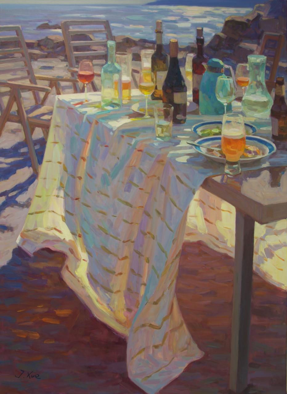 Glimmers van de Zee Mare scintillante Pittura a olio su tela Natura morta In magazzino - Painting di Juane Xue