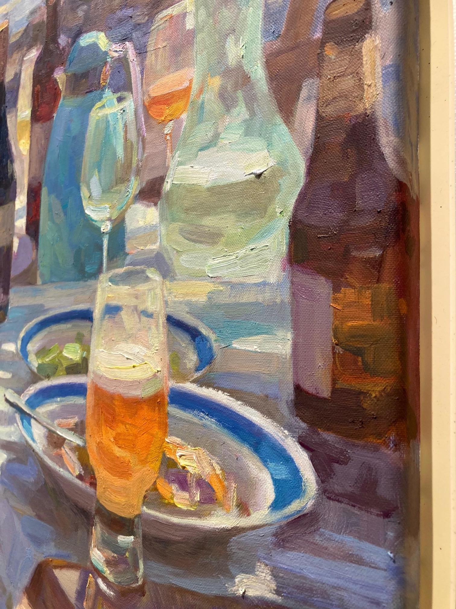 Glimmers van de Zee Mare scintillante Pittura a olio su tela Natura morta In magazzino - Painting Contemporaneo di Juane Xue