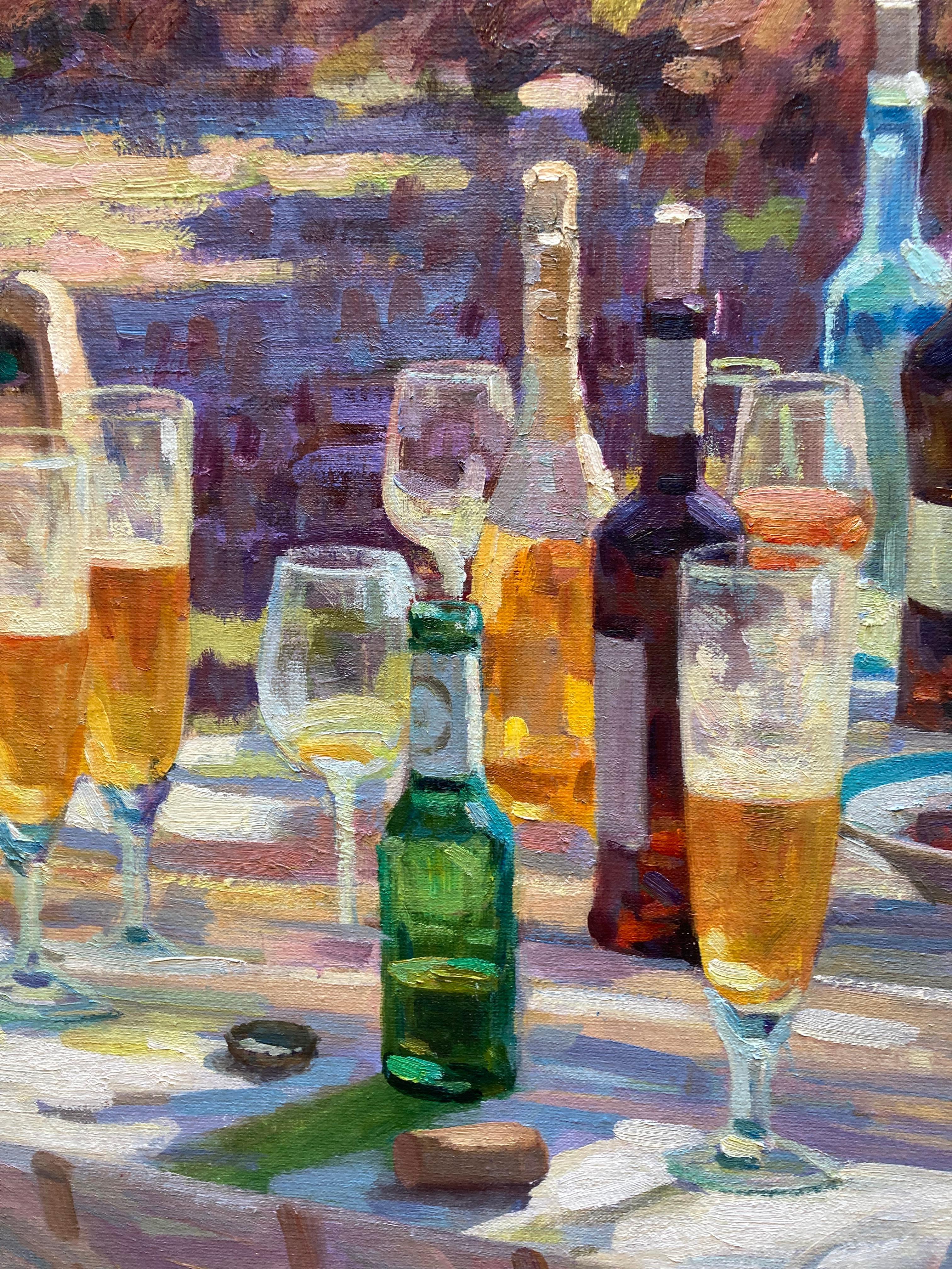 Herfstfeest Pittura a olio su tela Colori della festa d'autunno Tavolo Vino Birra In magazzino - Painting Contemporaneo di Juane Xue