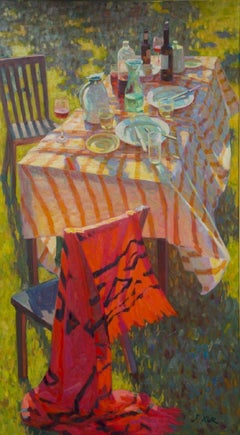 Herfstlicht Oil Painting on Canvas Autumn Light Still Life Table In Stock