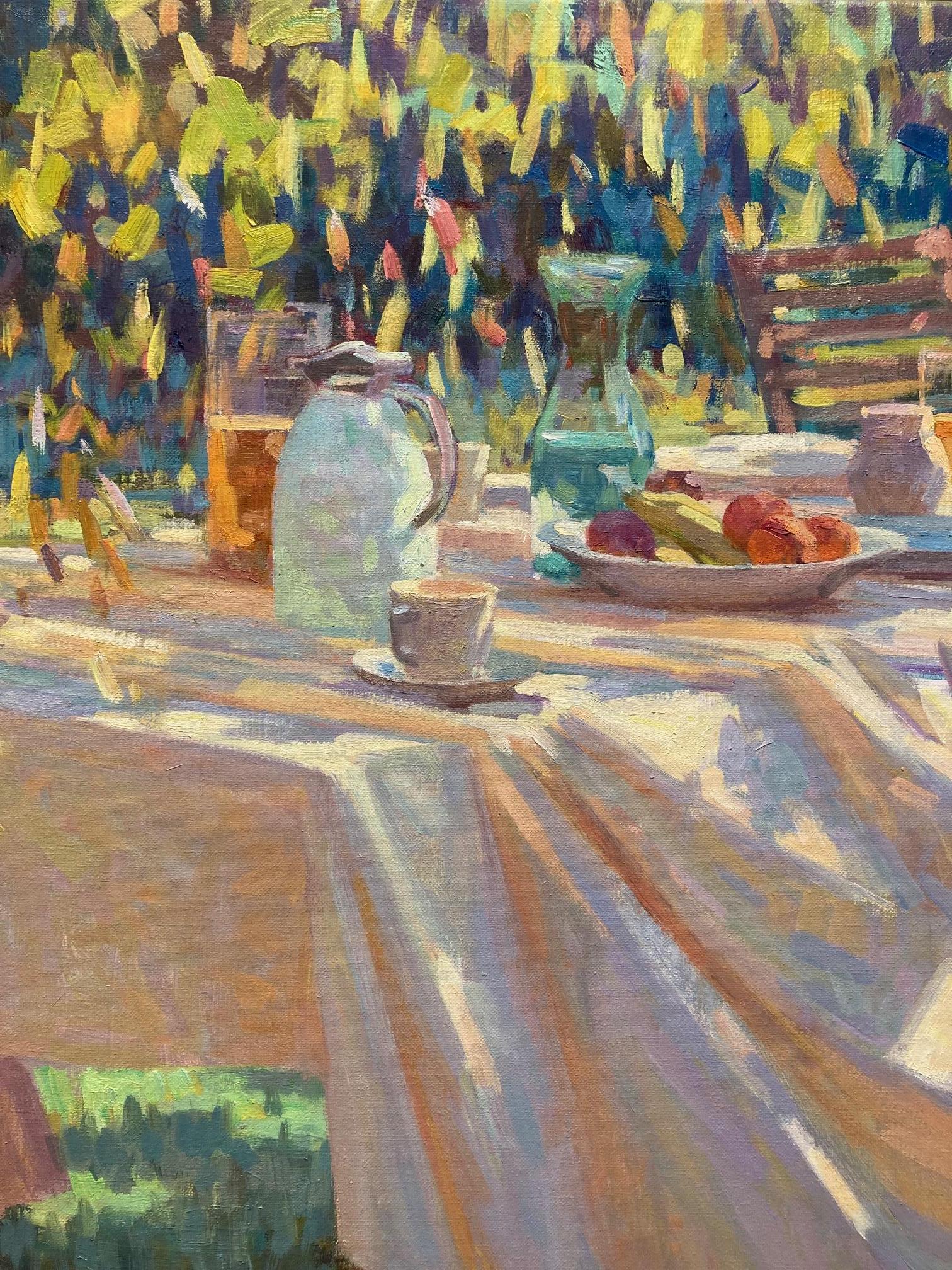 Herfstzon Autumn Sun Oil Painting on Canvas Linen Still Life Table  In Stock For Sale 1