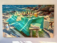 Stralend Blauw Radiant Blue Beach Still Life Wine Table Setting nuovo In magazzino