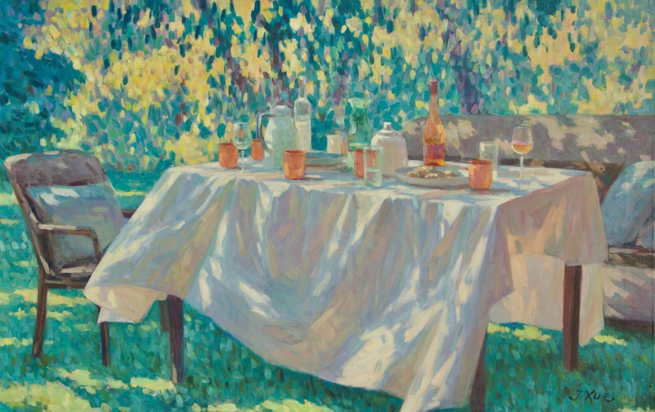 Windvlaag Oil Painting on Canvas Gust Still Life Table Garden In Stock