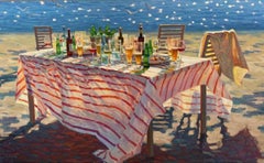 Zonnige Zee Sunny Sea Still Life Table Beer Wine Party Beach In Stock