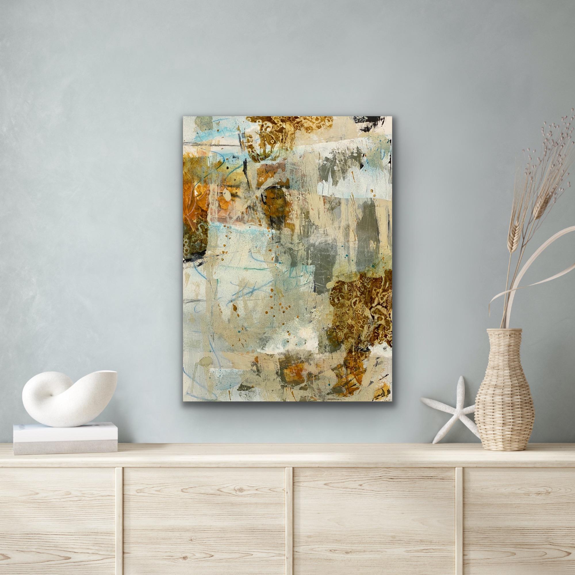 Aesthetic connection, Contemporary abstract, neutral, warm, sienna, on paper 4