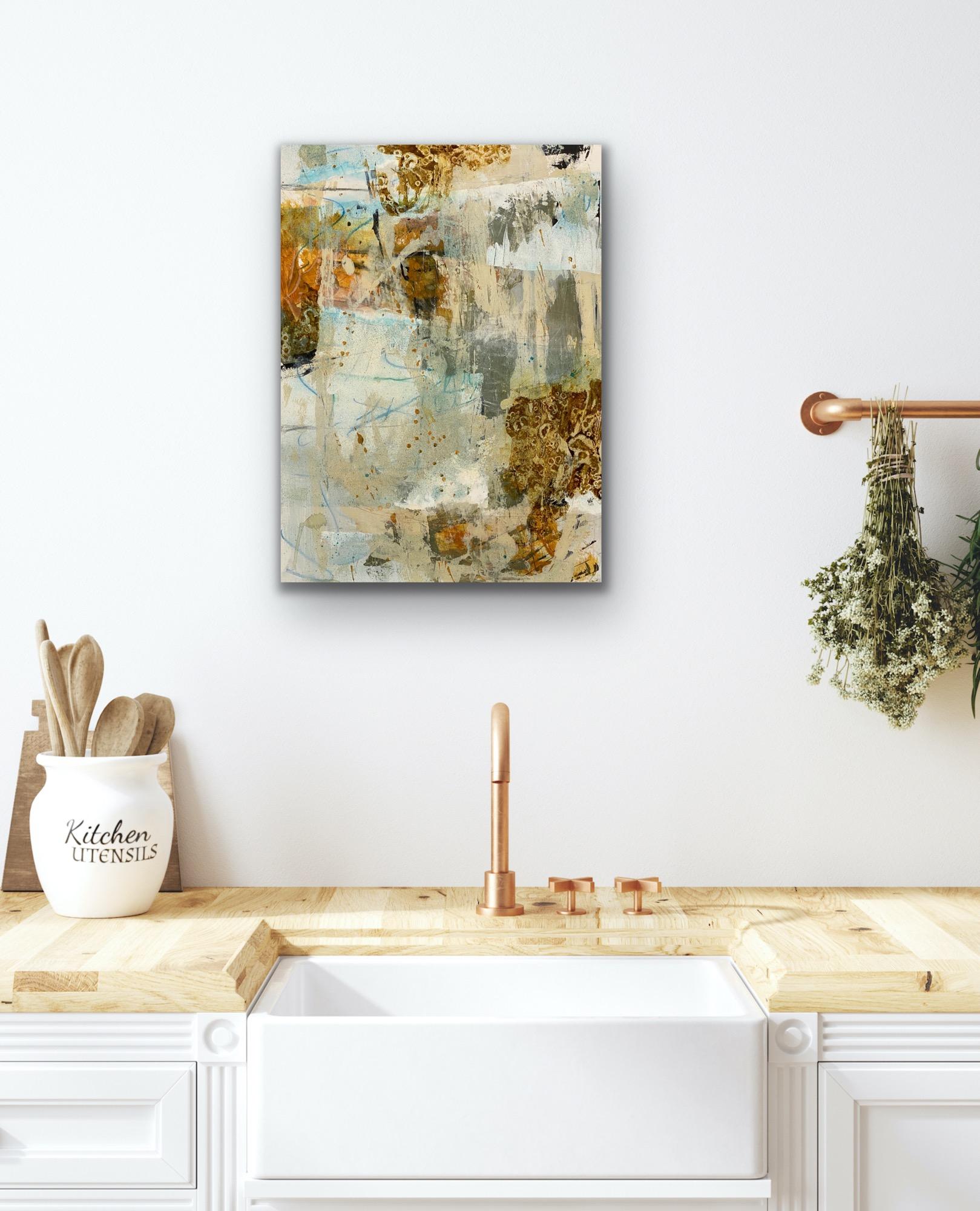 Aesthetic connection, Contemporary abstract, neutral, warm, sienna, on paper 6