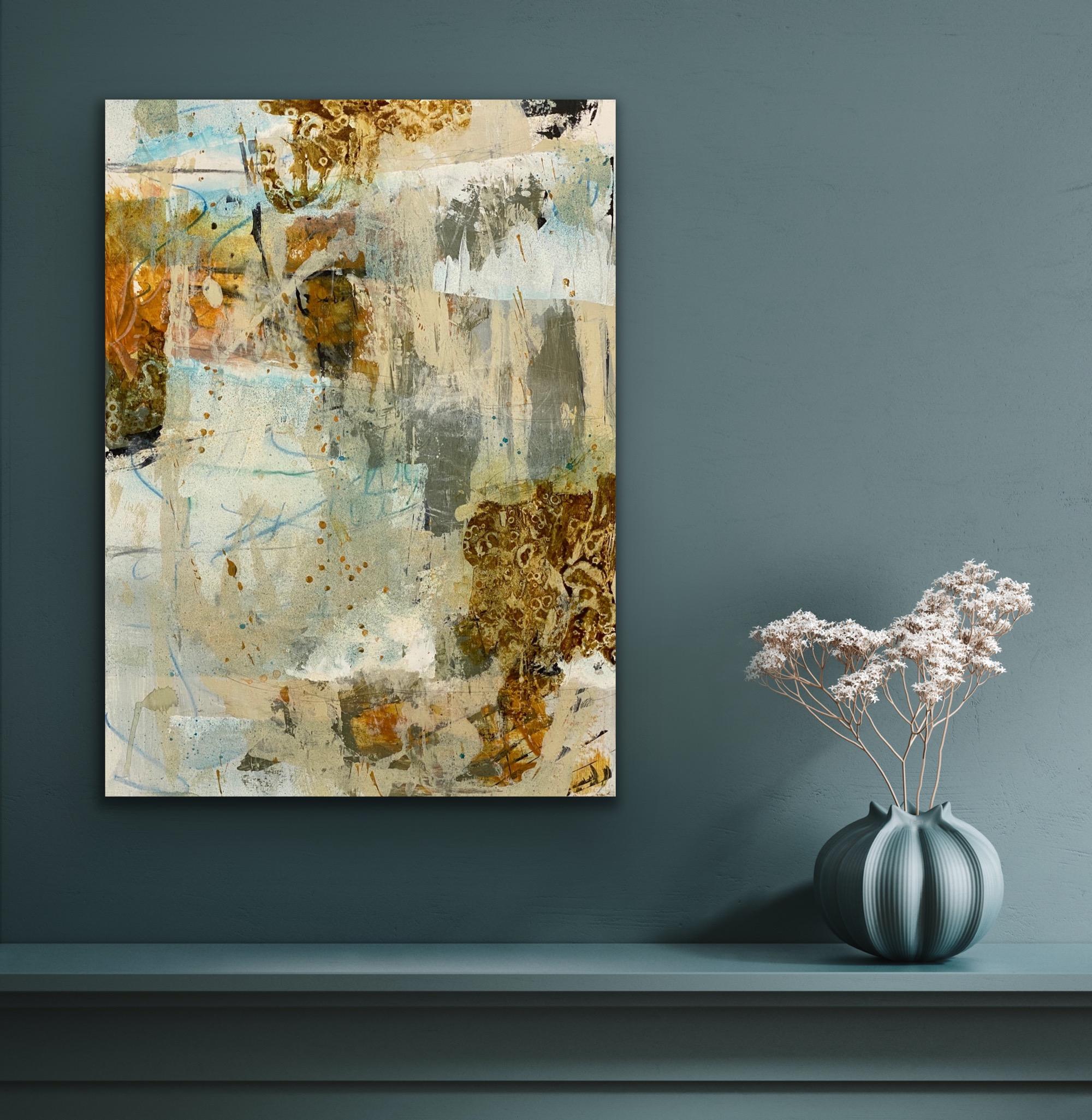 Aesthetic connection, Contemporary abstract, neutral, warm, sienna, on paper 7