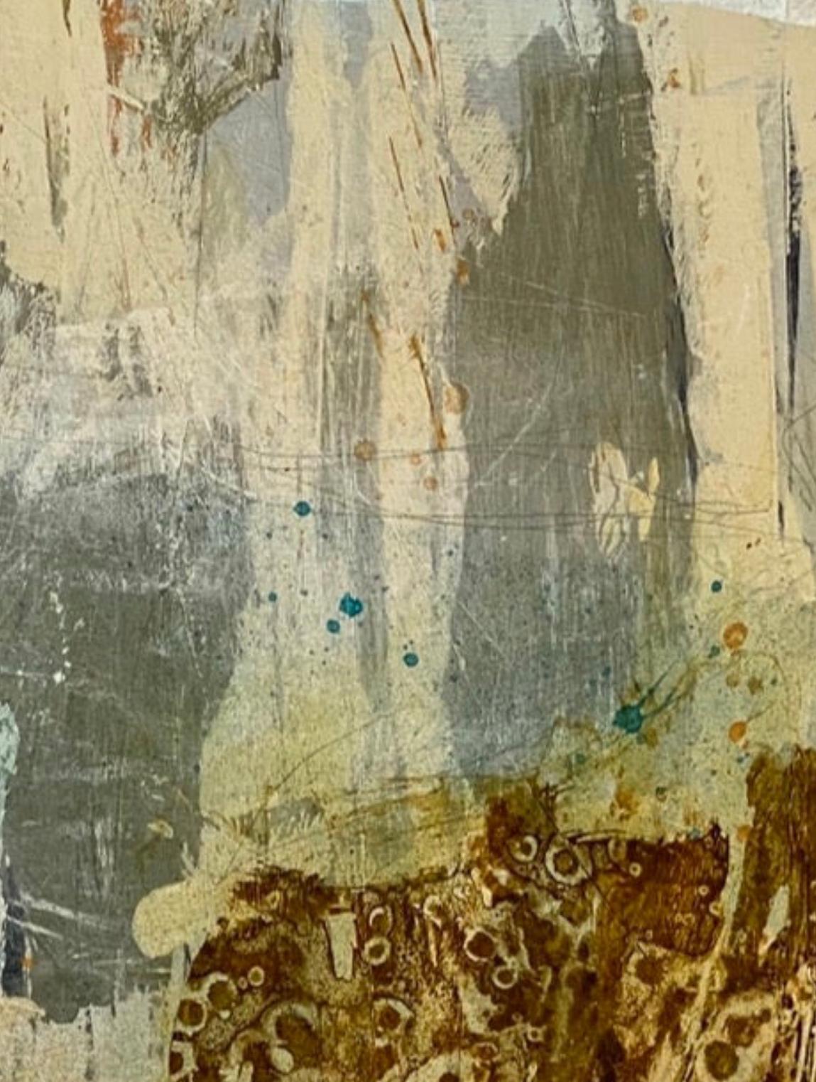 Aesthetic connection, Contemporary abstract, neutral, warm, sienna, on paper - Brown Interior Painting by Juanita Bellavance 