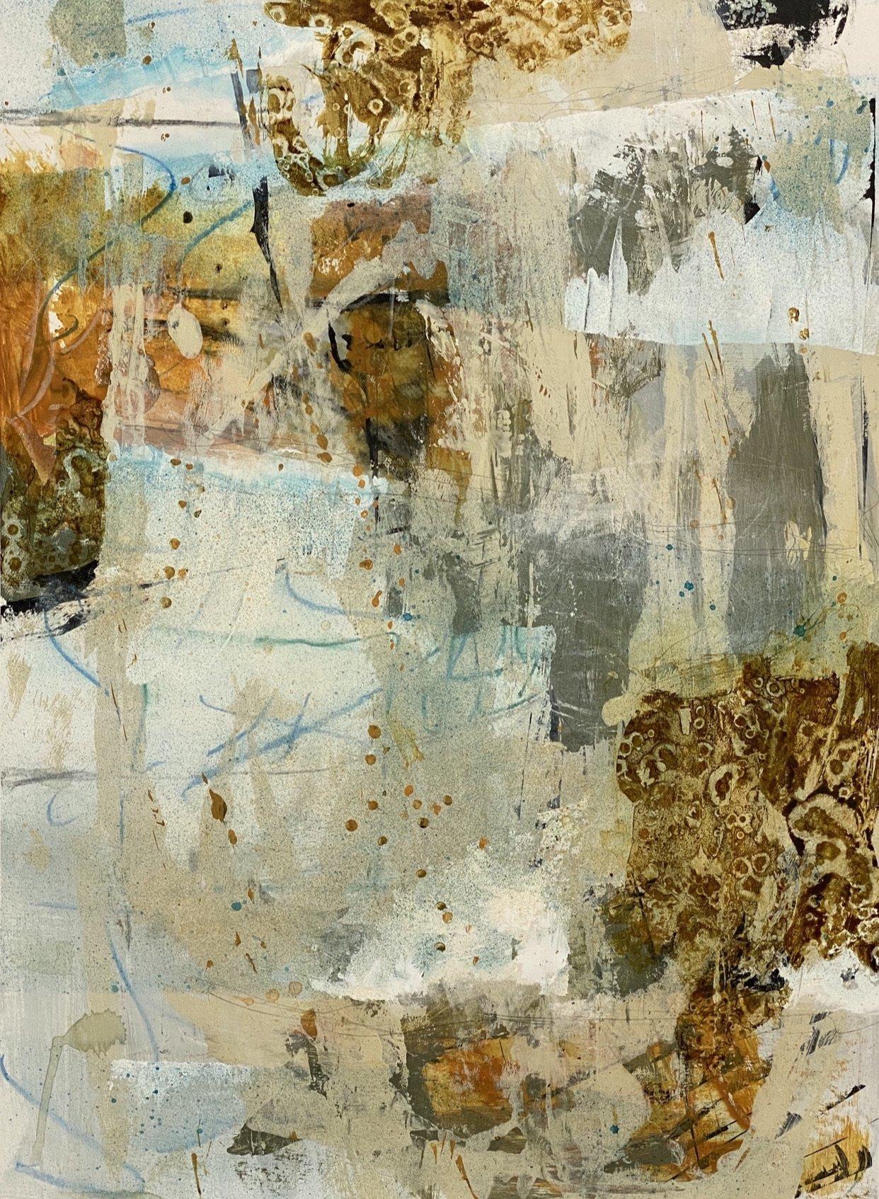 Juanita Bellavance  Interior Painting - Aesthetic connection, Contemporary abstract, neutral, warm, sienna, on paper