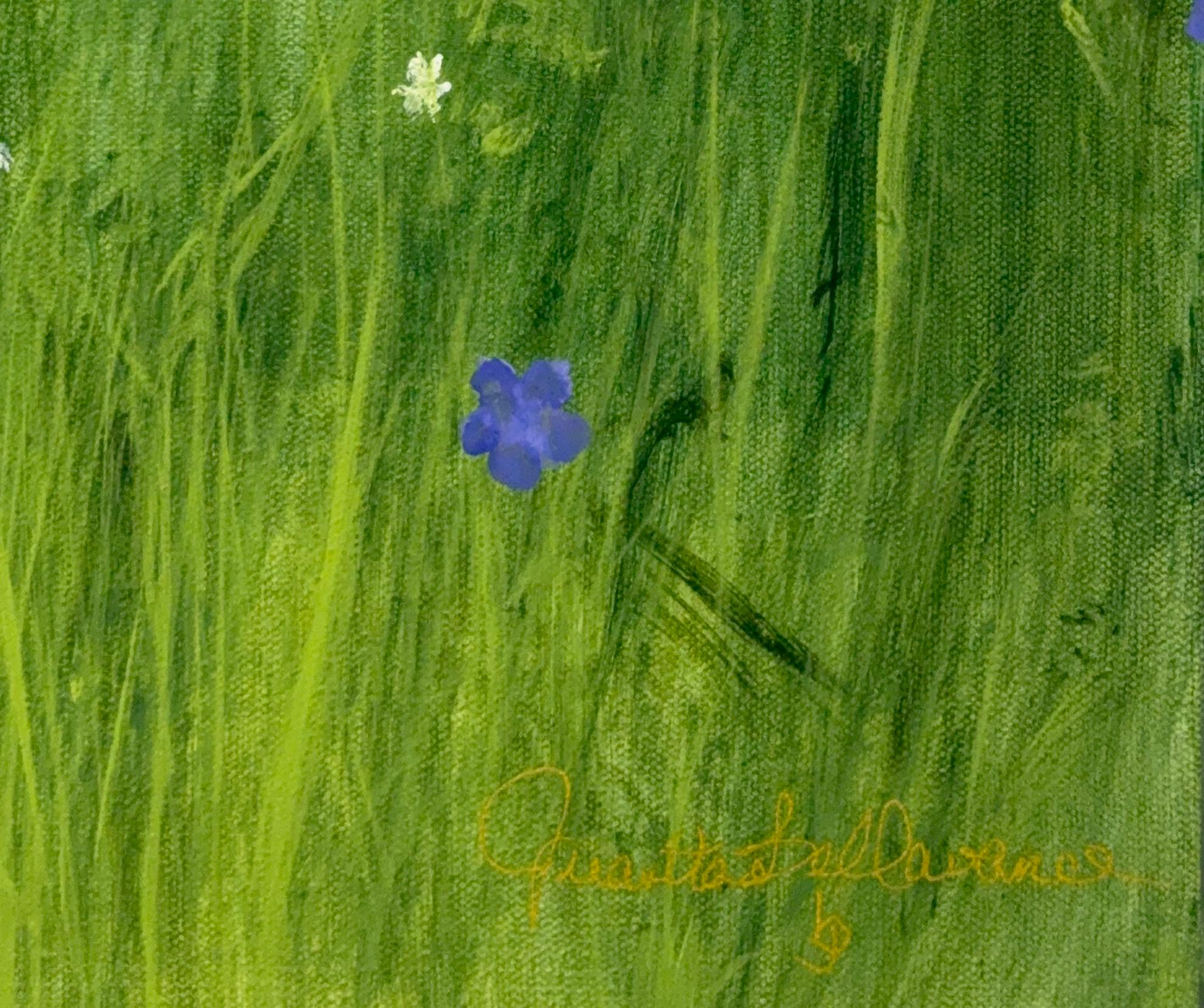 Entre las flores silvestres, verde, azul, río, naturaleza, realismo en venta 8