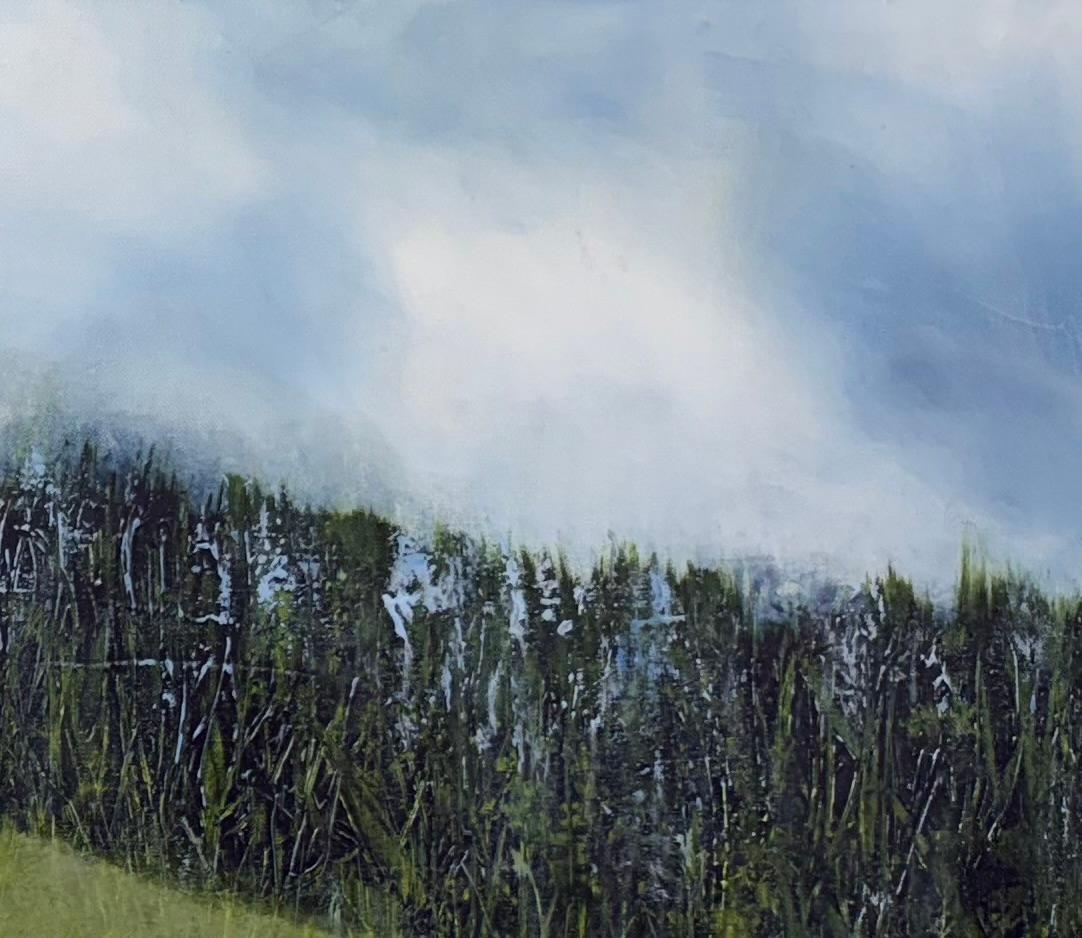 Entre las flores silvestres, verde, azul, río, naturaleza, realismo en venta 1