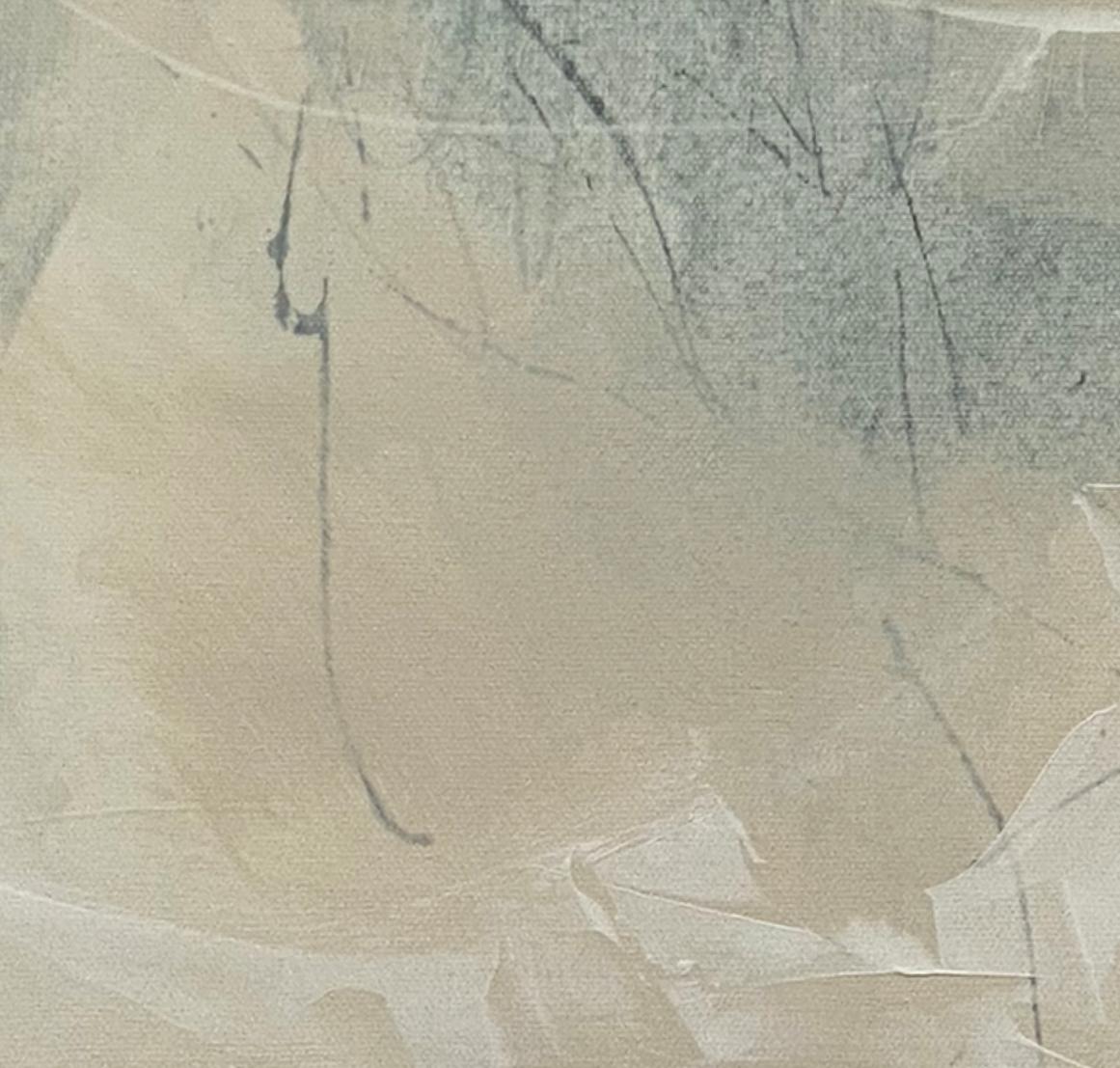 Articulado 5, abstracto contemporáneo, verde mar, tostado, blanco 24x24 pulgadas en venta 3